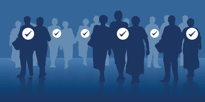 Viele Patientinnen und Patienten mit Häkchen