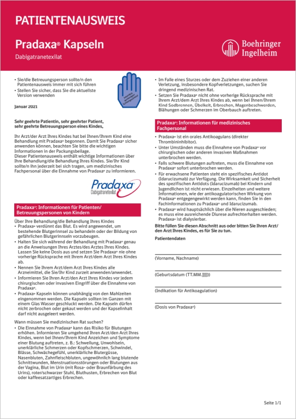 Pradaxa Patientenausweis