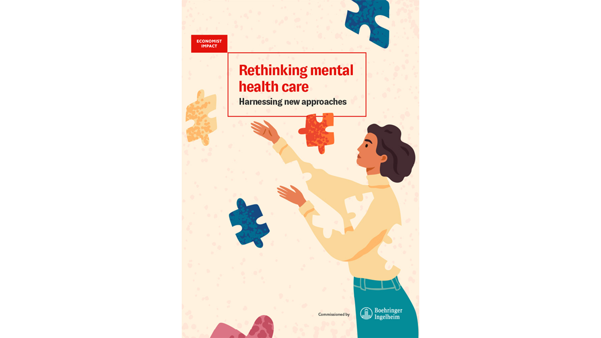 Illustration einer Person, die nach Puzzlestücken greifen will