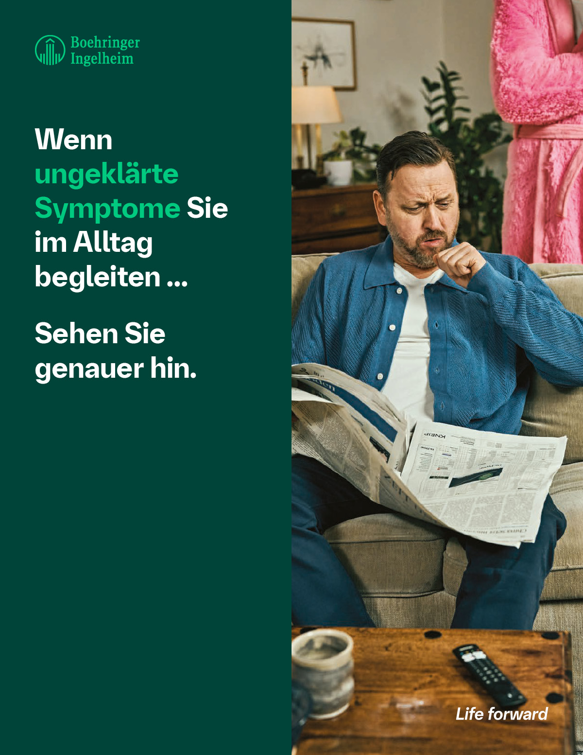 Flyer zum Thema Symptome einer Lungenfibrose