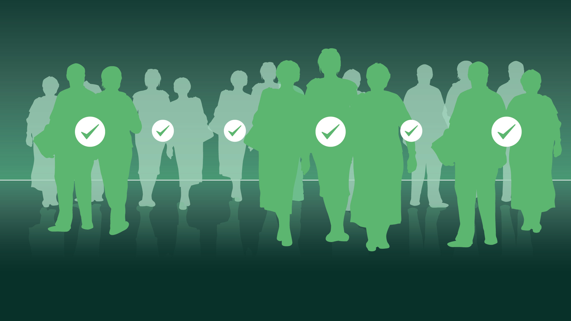 Viele Patientinnen und Patienten mit Häkchen