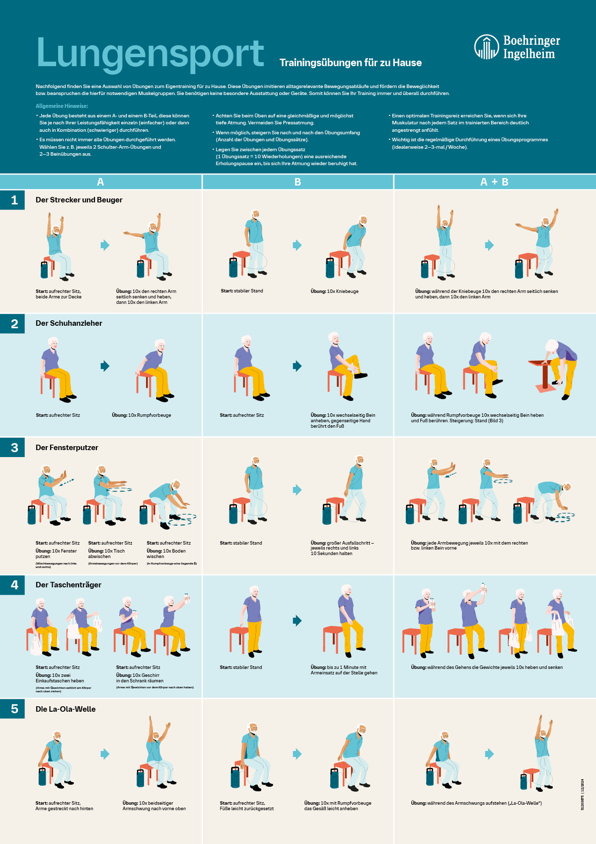 Poster "Lungensport" für Patient:innen mit Lungenfibrose