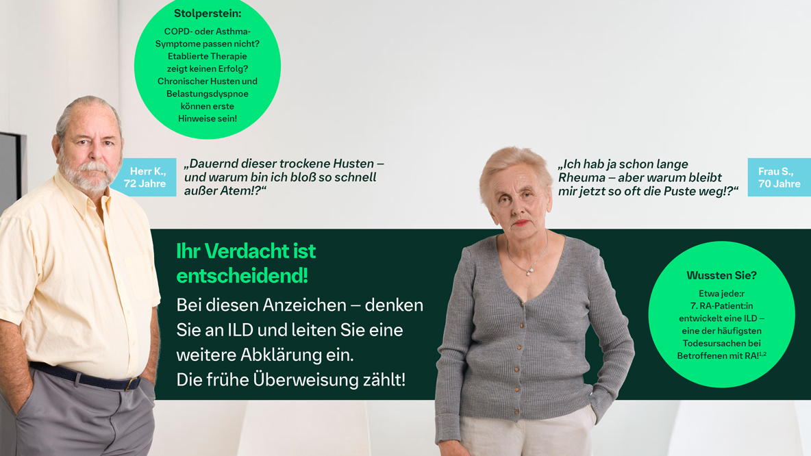 Typische Patient:innen, die eine Lungenfibrose haben könnten