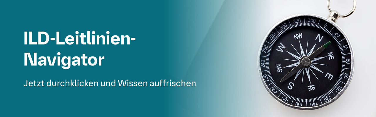ILD-Leitlinien-Navigator zu: ILD-Screening bei CTD und RA, IPF-Diagnose, Monitoring von ILDs, PPF-Kriterien-CHeck (Nachweis einer Progredienz)