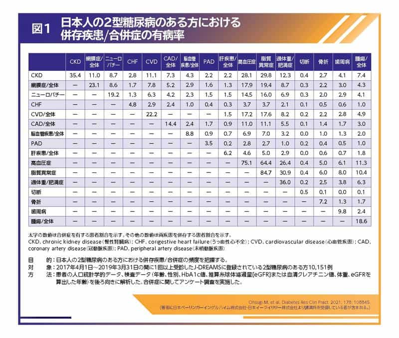  日本人の2型糖尿病のある方における併存疾患/合併症の有病率