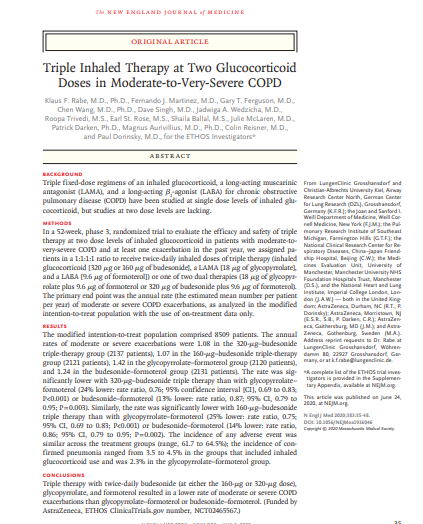 Triple Inhaled Therapy at Two Glucocorticoid Doses in Moderate-to-Very-Severe COPD
