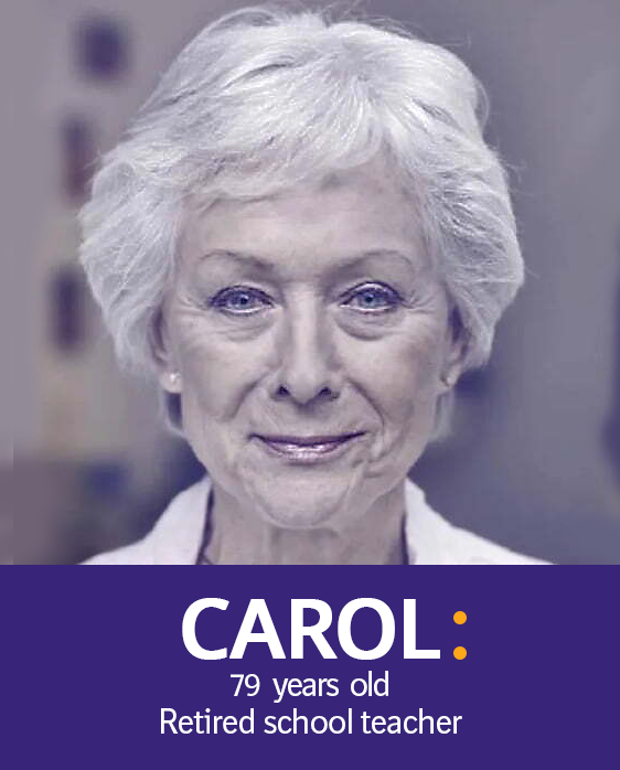 TRAJENTA® (linagliptin) fictional patient profile Carol, 79-years-old retired school teacher