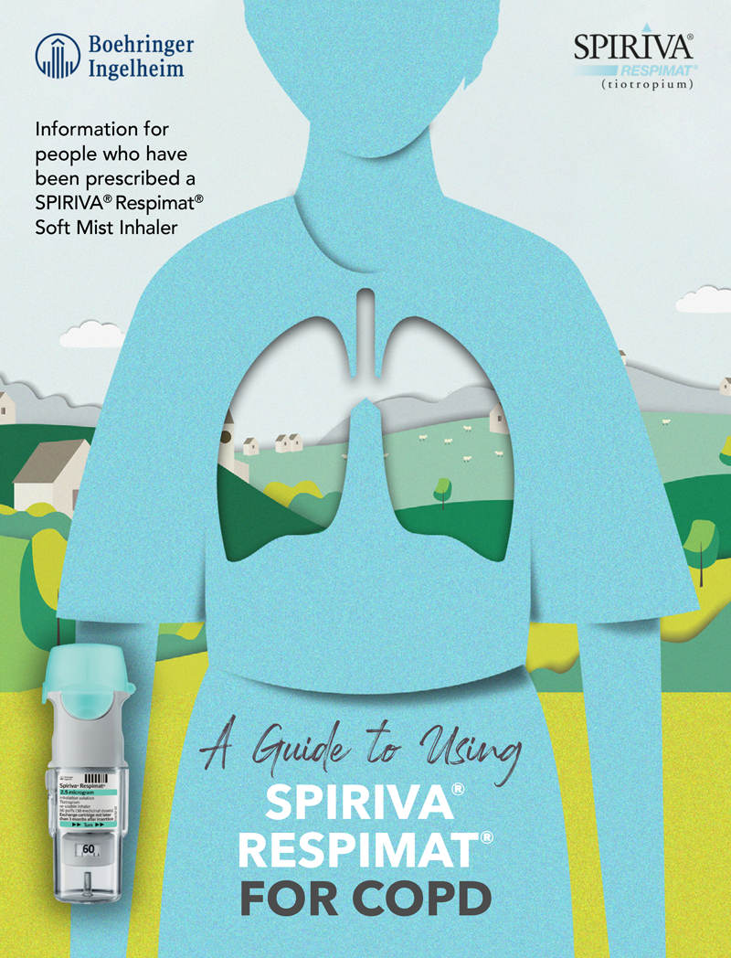 Cover image of patient booklet ‘A guide to using SPIRIVA Respimat for COPD’