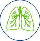 Green lung icon in blue circle