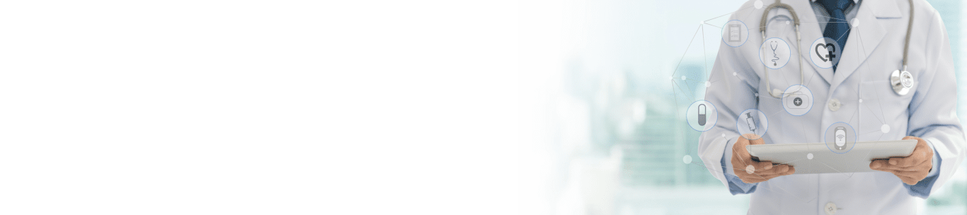 Medical professional looking at a tablet