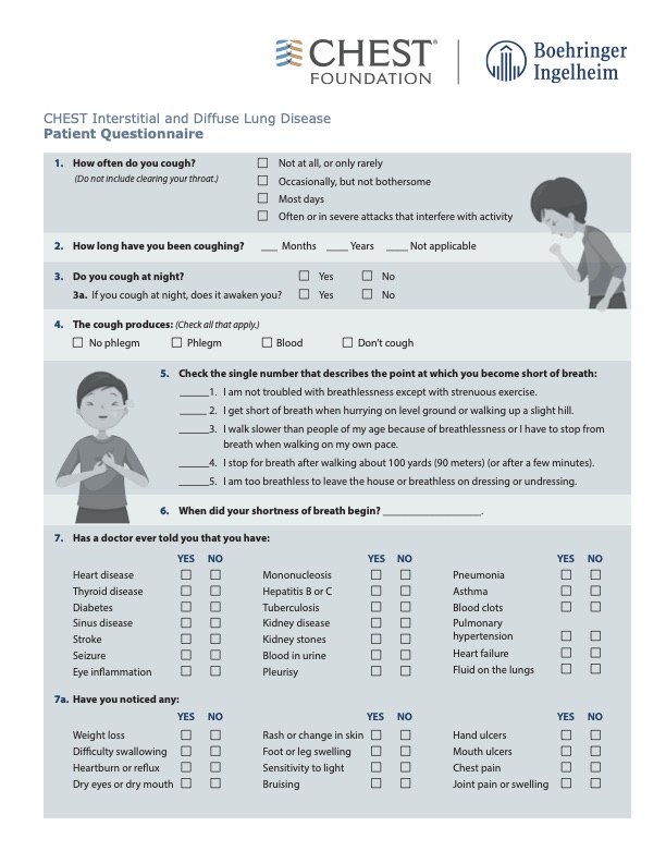 Chest Patient Questionnaire for Suspected ILD